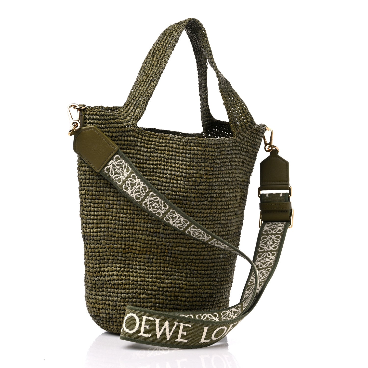 Loewe Raffia Mini Slit Tote Bag Natural Olive 3 of 7