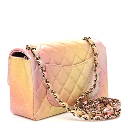 Chanel Lambskin Quilted Tie Dye Ombre Mini Rectangular Flap Yellow Multicolor 3 of 10