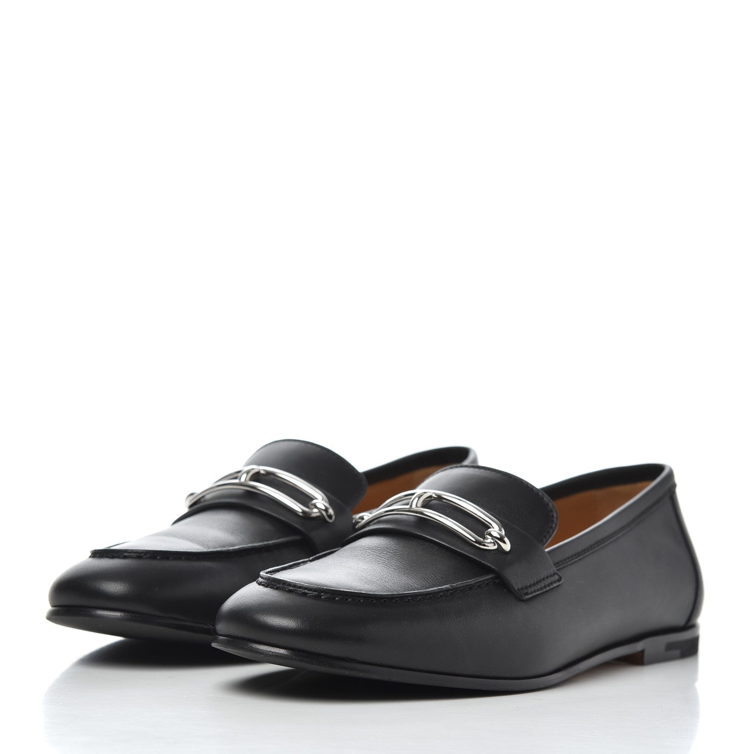 Hermes Calfskin Womens Colette Loafers 38 Black 3 of 17
