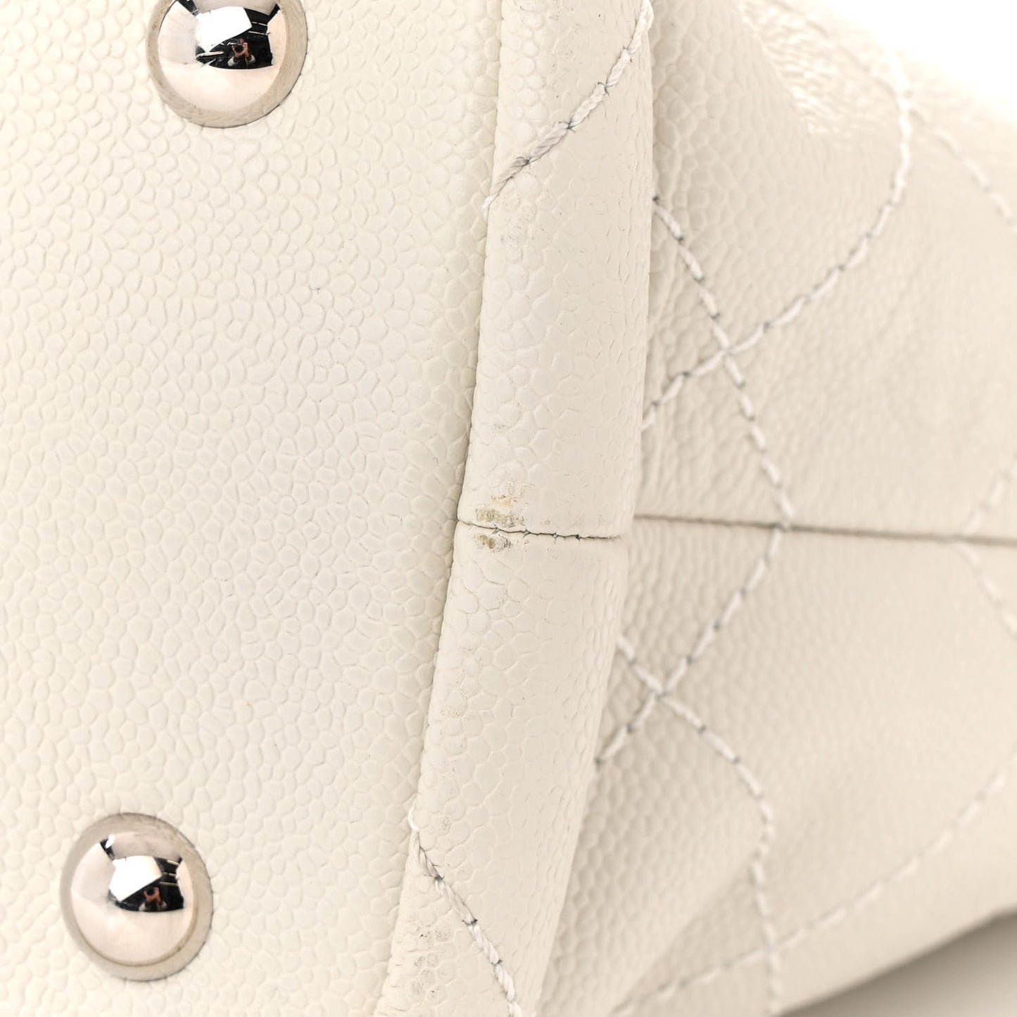 Grained Calfskin Shopping Fever Tote White