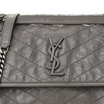 Saint Laurent Crinkled Calfskin Matelasse Monogram Medium Niki Chain Satchel Fog 8 of 12