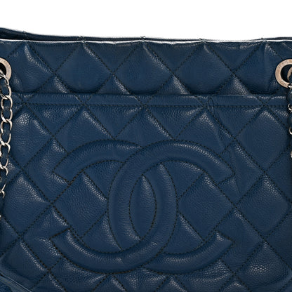 Chanel Caviar Quilted CC Timeless Soft Tote Blue 8 of 13