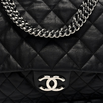 Chanel Washed Lambskin Quilted Maxi Chain Around Flap Black 8 of 10