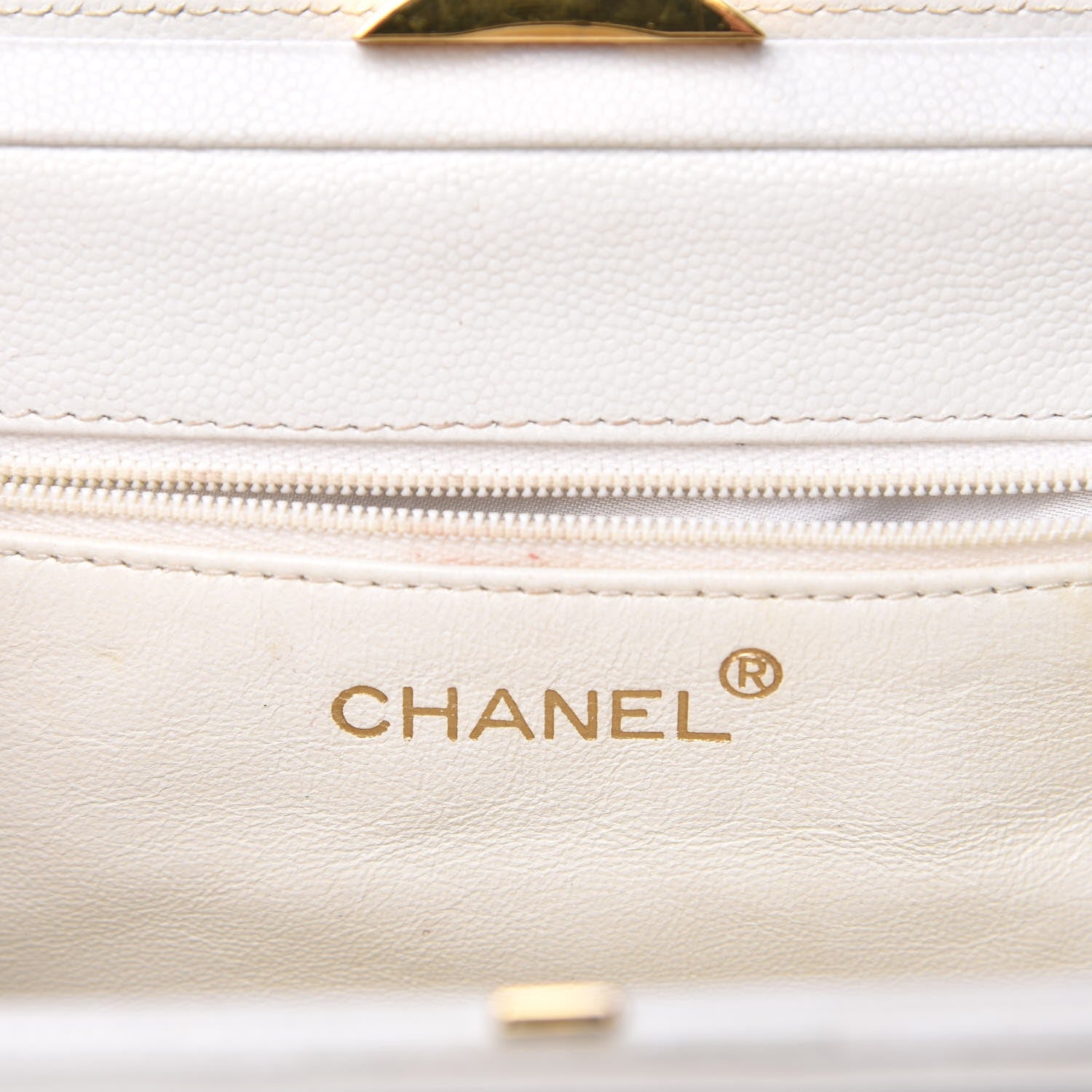 Chanel Caviar CC Frame Top Handle Bag White 10 of 13