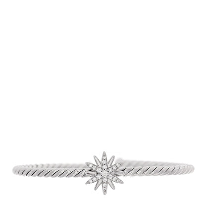 David Yurman Sterling Silver Diamond Starburst Cuff Bracelet 1 of 3