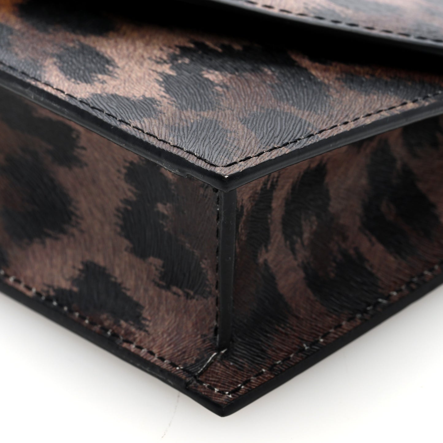 Calfskin Kitty Print Loubi54 Crossbody Clutch Brown Gold