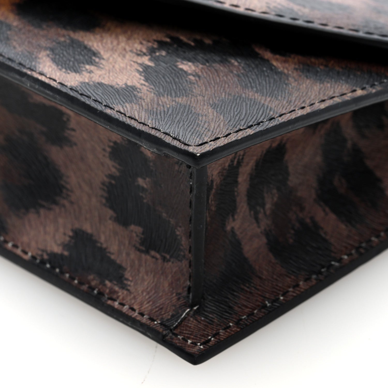 Christian Louboutin Calfskin Kitty Print Loubi54 Crossbody Clutch Brown Gold 9 of 9