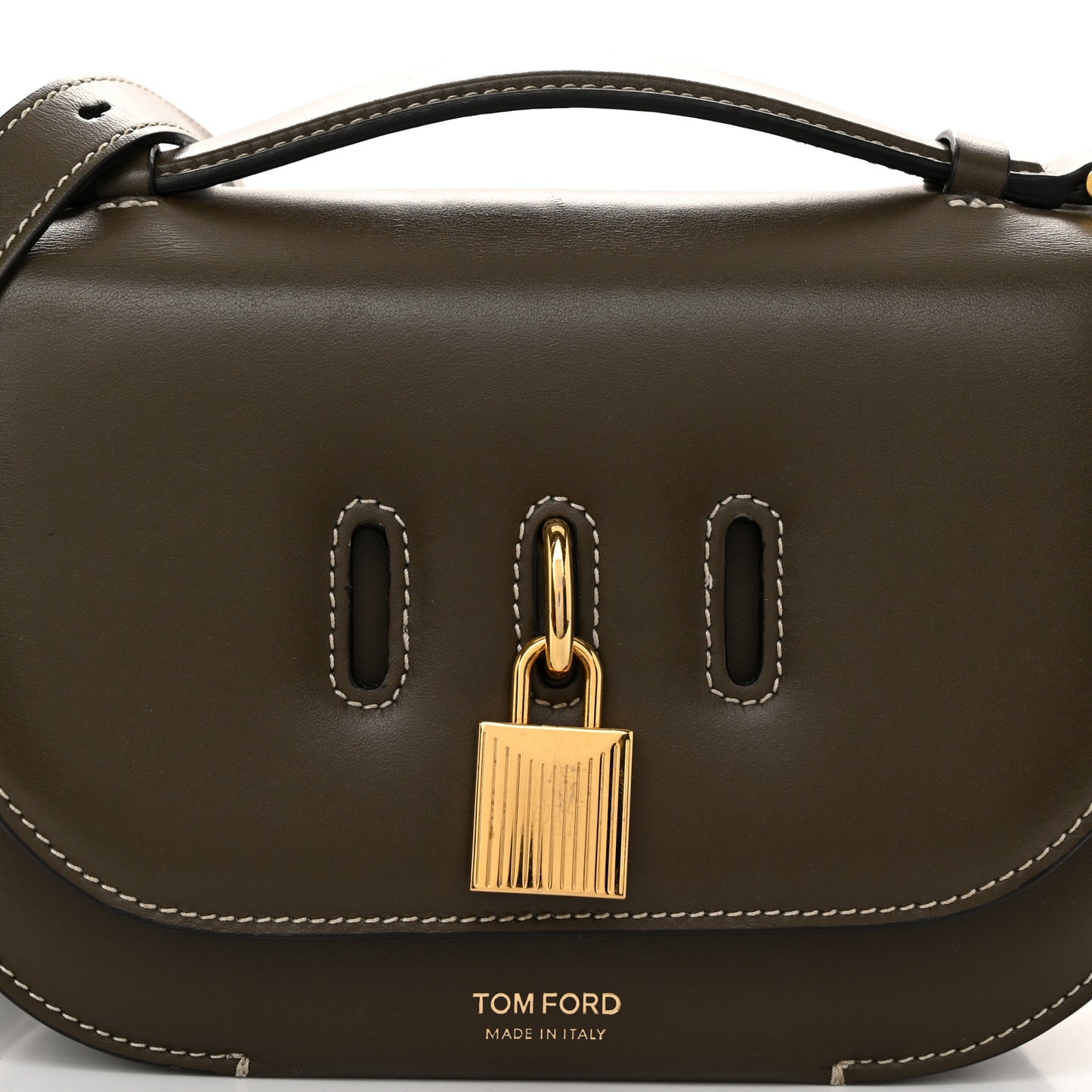 Smooth Calfskin Padlock Saddle Crossbody Bag Green
