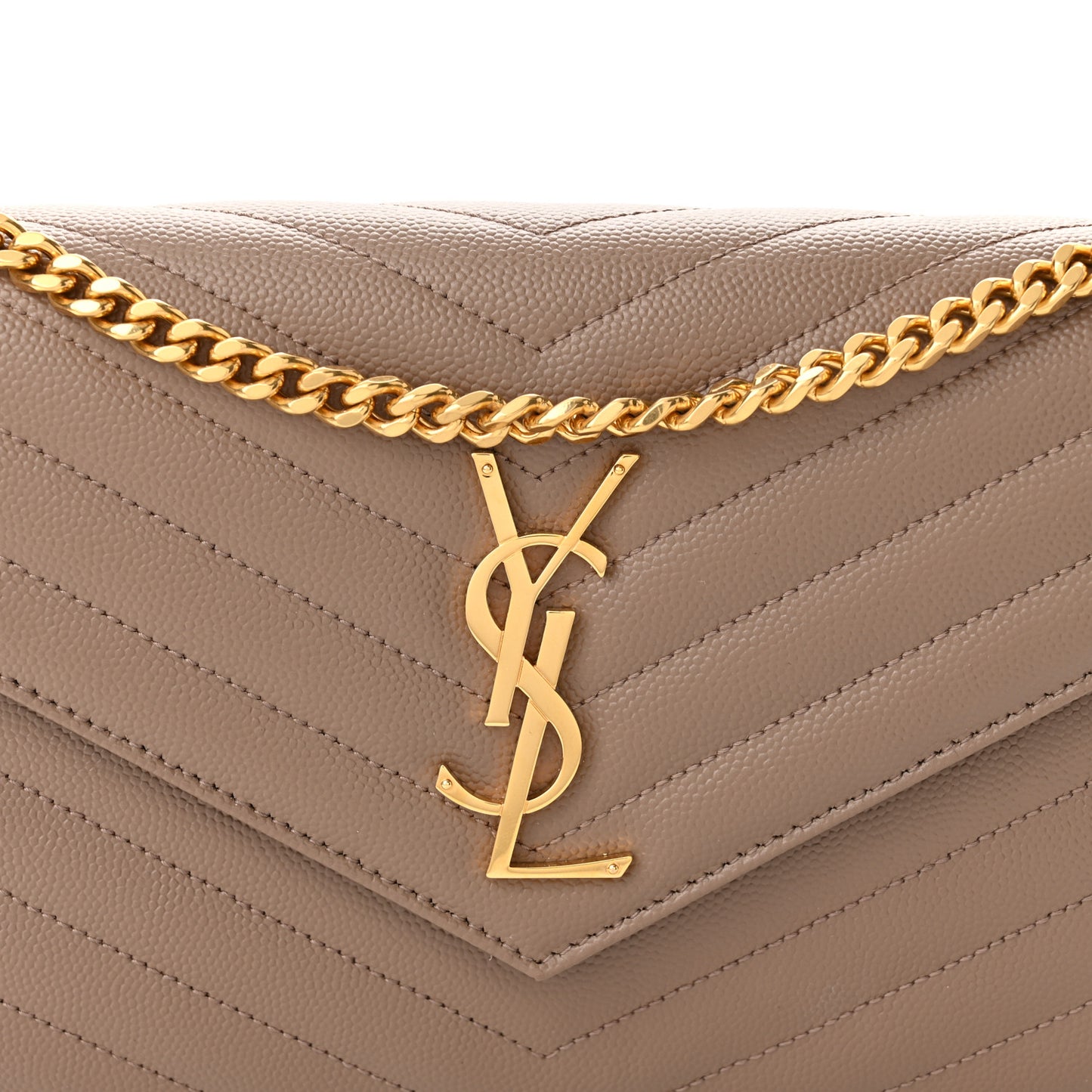 Grain De Poudre Matelasse Chevron Monogram Chain Wallet Fard