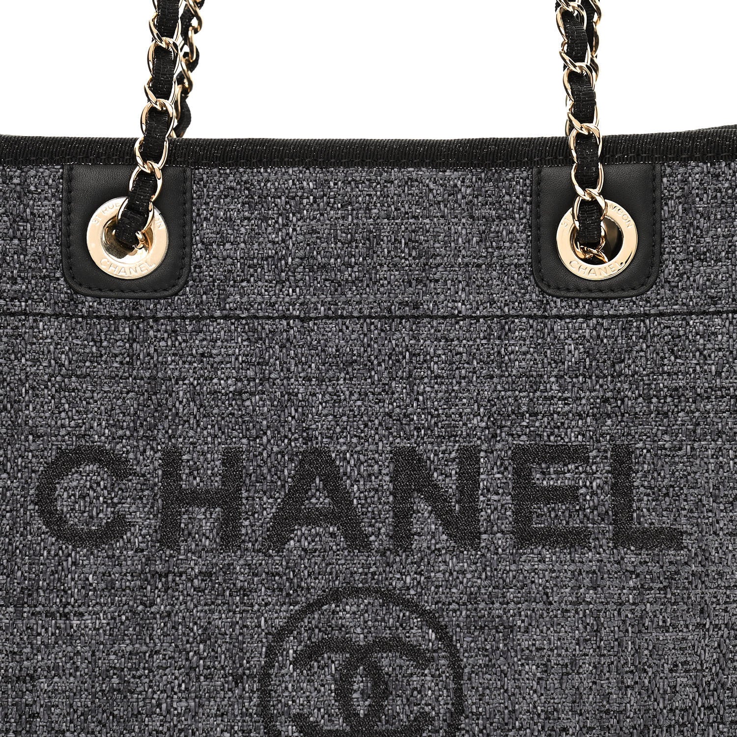 Chanel Woven Straw Raffia Small Deauville Tote Charcoal 8 of 11