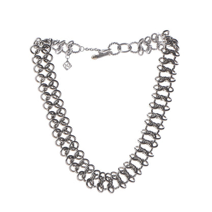 David Yurman Sterling Silver 18K Yellow Gold Atlas Chain Mail Necklace 3 of 5