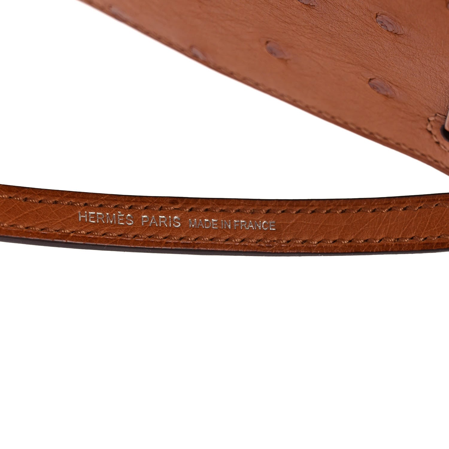 Hermes Ostrich Horseshoe Kelly Sellier Mini 20 Cognac Rouge H 7 of 11