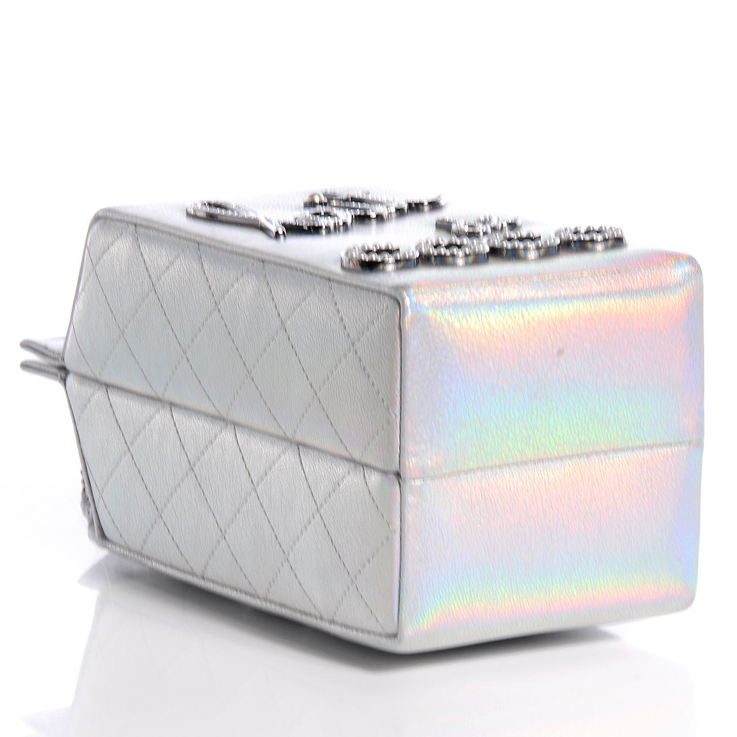 Chanel Metallic Goatskin Lait de Coco Milk Carton Bag Silver 4 of 8