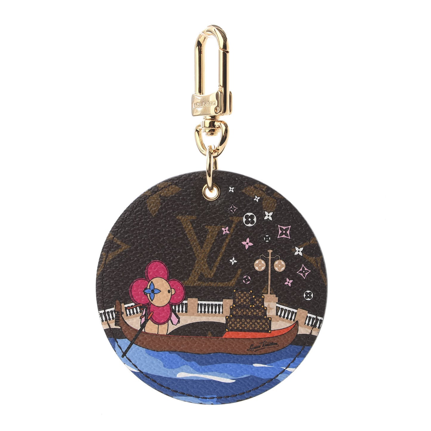 Monogram 2019 Christmas Animation Venice Bag Charm Key Ring Blue