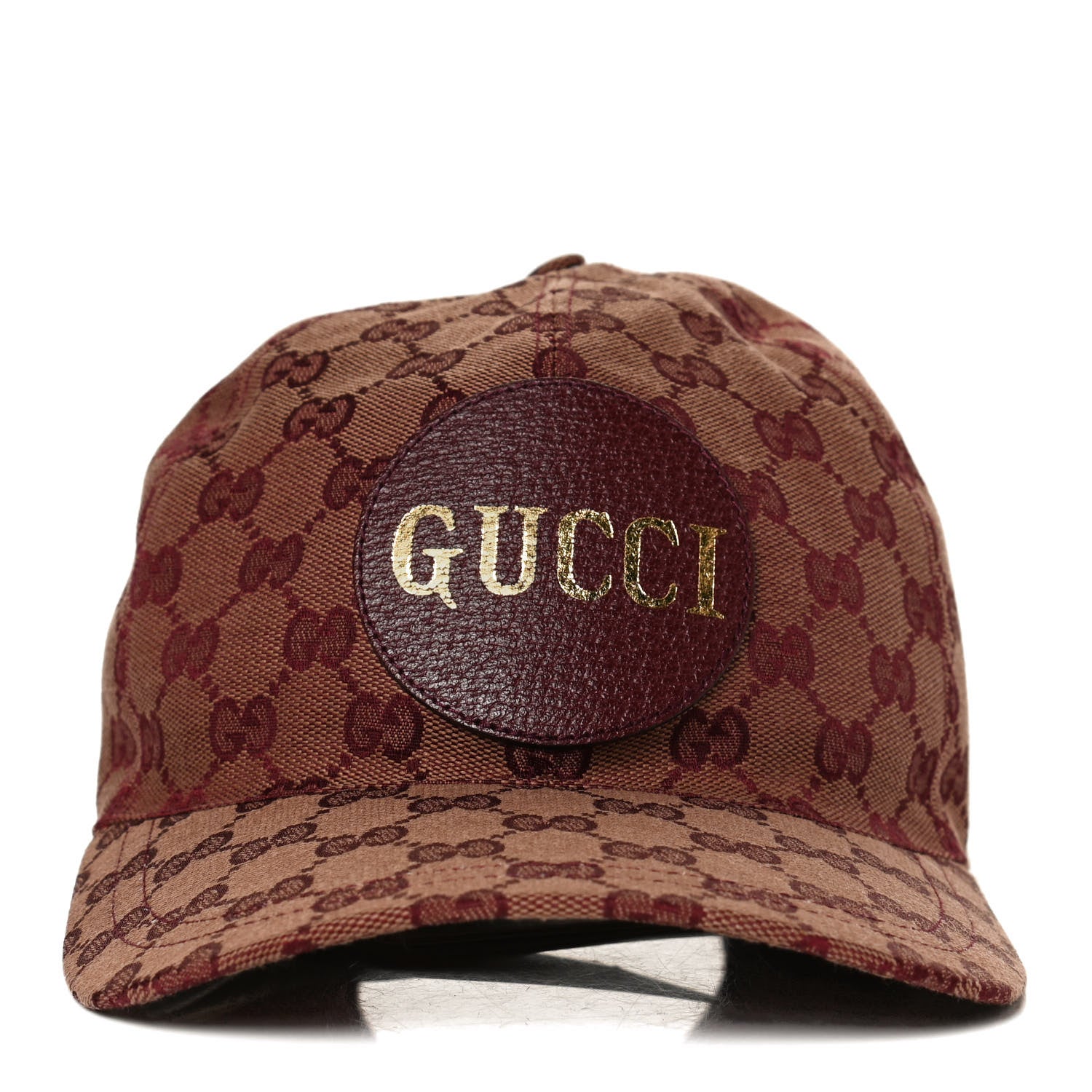 Gucci Monogram Textured Dollar Calfskin Zeno Baseball Hat M Camel Bordeaux 2 of 9