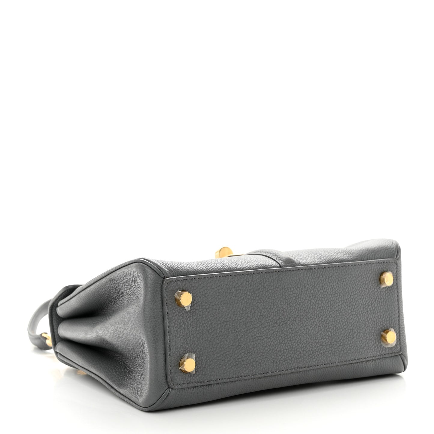 Grained Calfskin Small 16 Top Handle Bag Medium Grey
