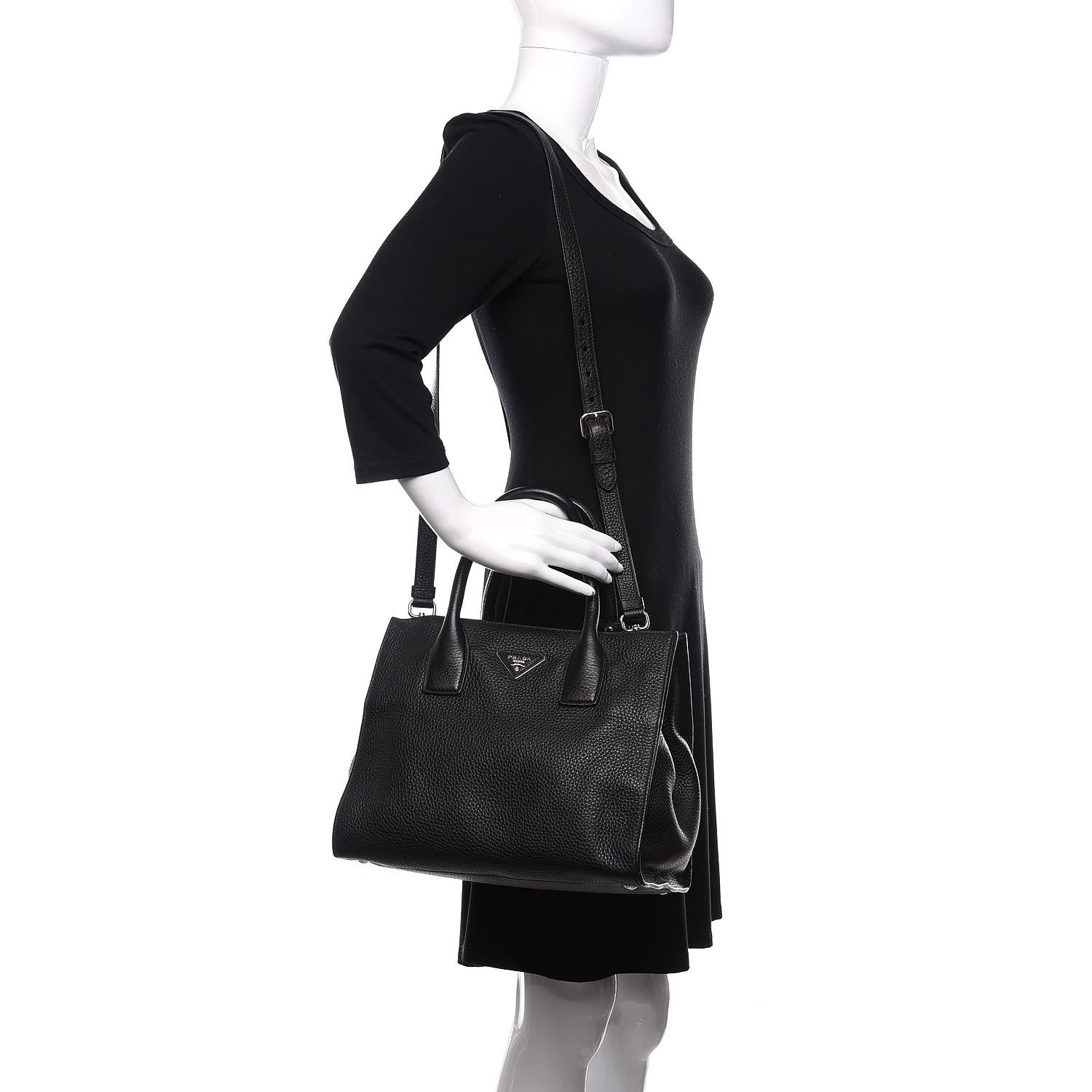 Prada Vitello Daino Shopping Tote Black 2 of 10