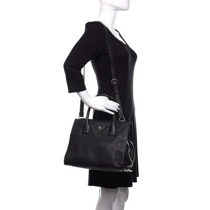 Prada Vitello Daino Shopping Tote Black 2 of 10
