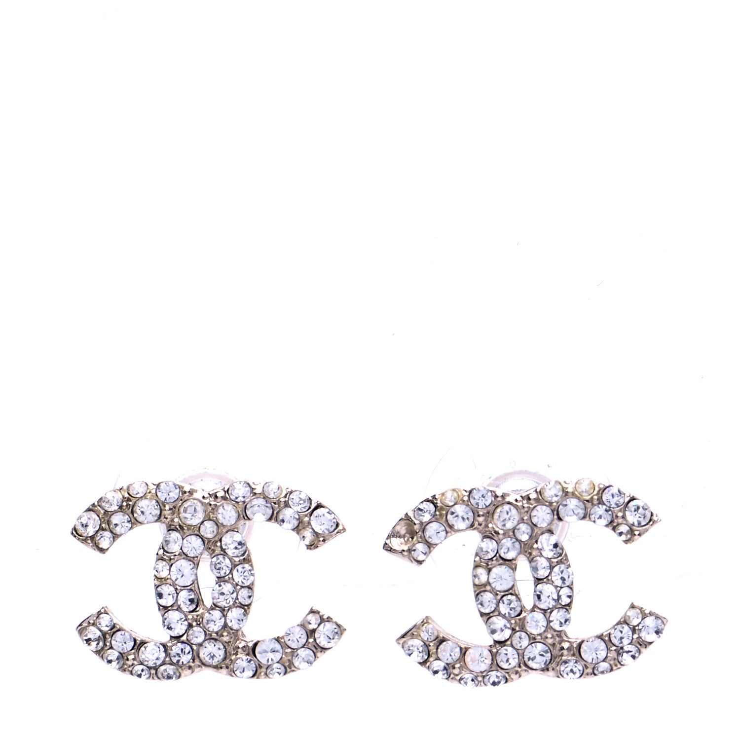 Chanel Crystal CC Earrings Silver 1 of 5