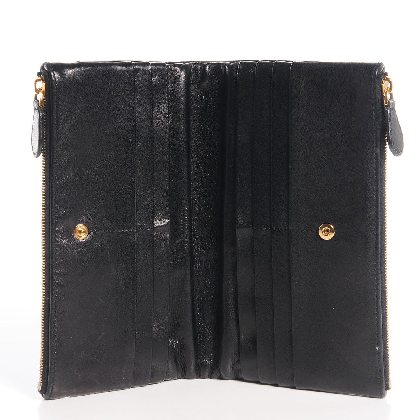 Nappa Intrecciato Double Zip Clutch Wallet Nero Black