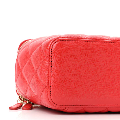 Chanel Caviar Quilted Small Vanity Case With Chain Red 9 of 11
