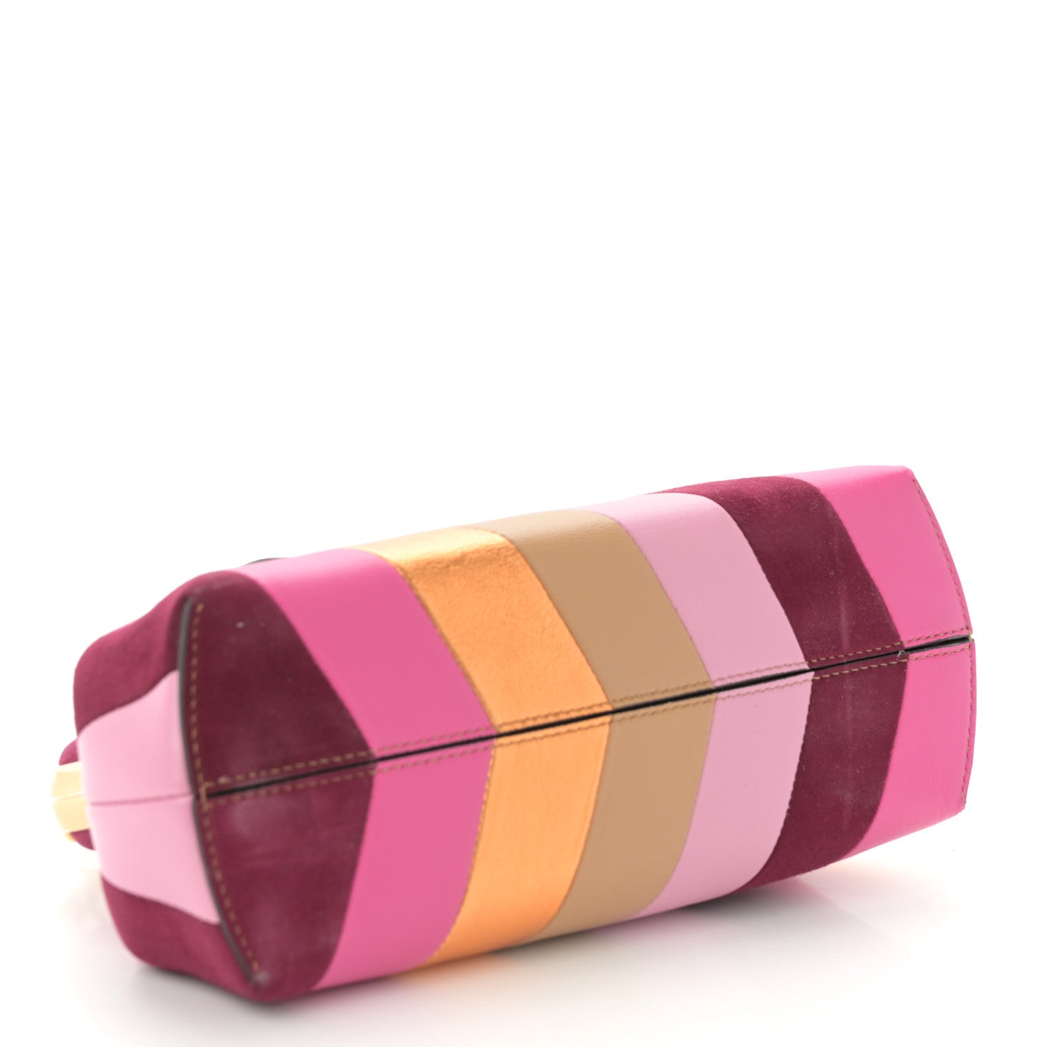 Fendi Nappa Suede Striped Inlay Small Fendi First Pink Multicolor 4 of 12