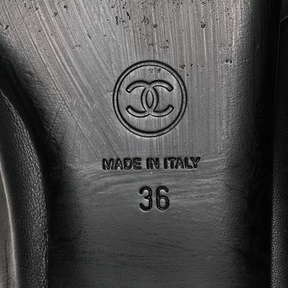 Chanel Lambskin Pearl Bow CC Flat Sandals 36 Black 7 of 9