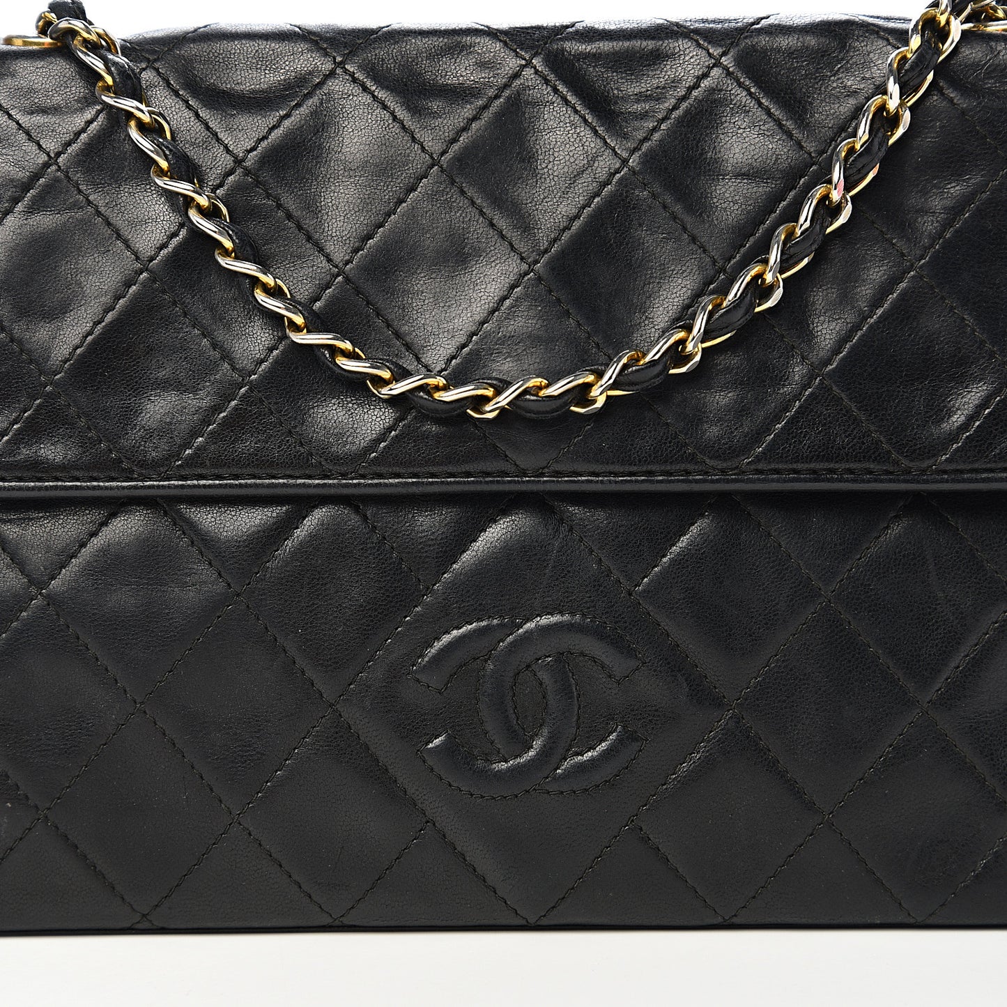 Lambskin Quilted CC Tassel Shoulder Flap Black