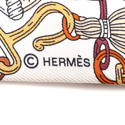 Hermes Silk Bouquets Selliers Twilly White Black Caramel 4 of 5