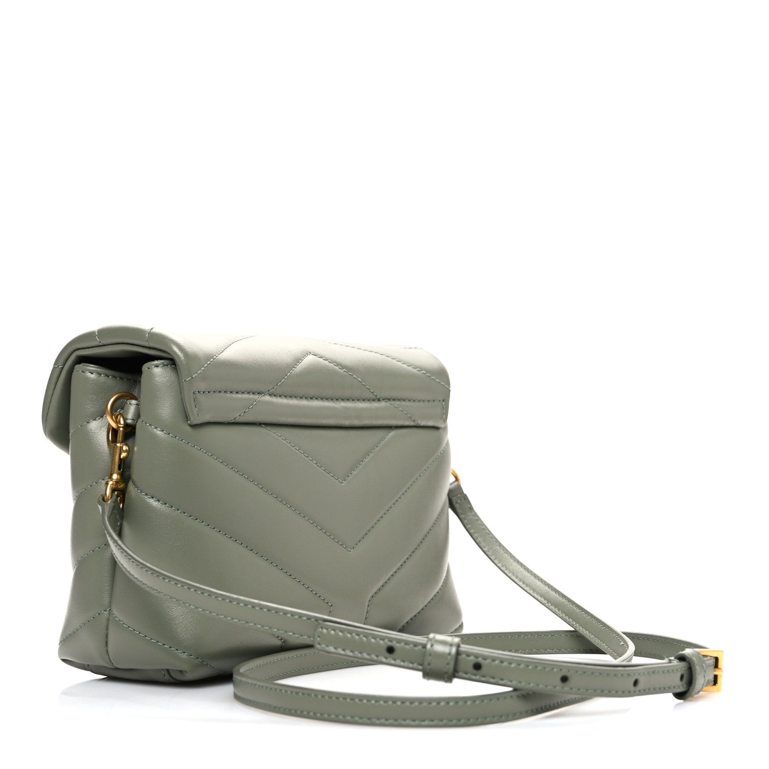 Saint Laurent Calfskin Y Quilted Monogram Toy Loulou Crossbody Bag Light Sage 3 of 11