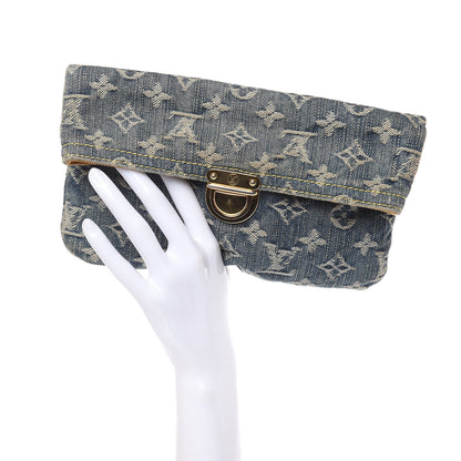 Louis Vuitton Monogram Denim Pochette Plat Clutch Blue 2 of 10