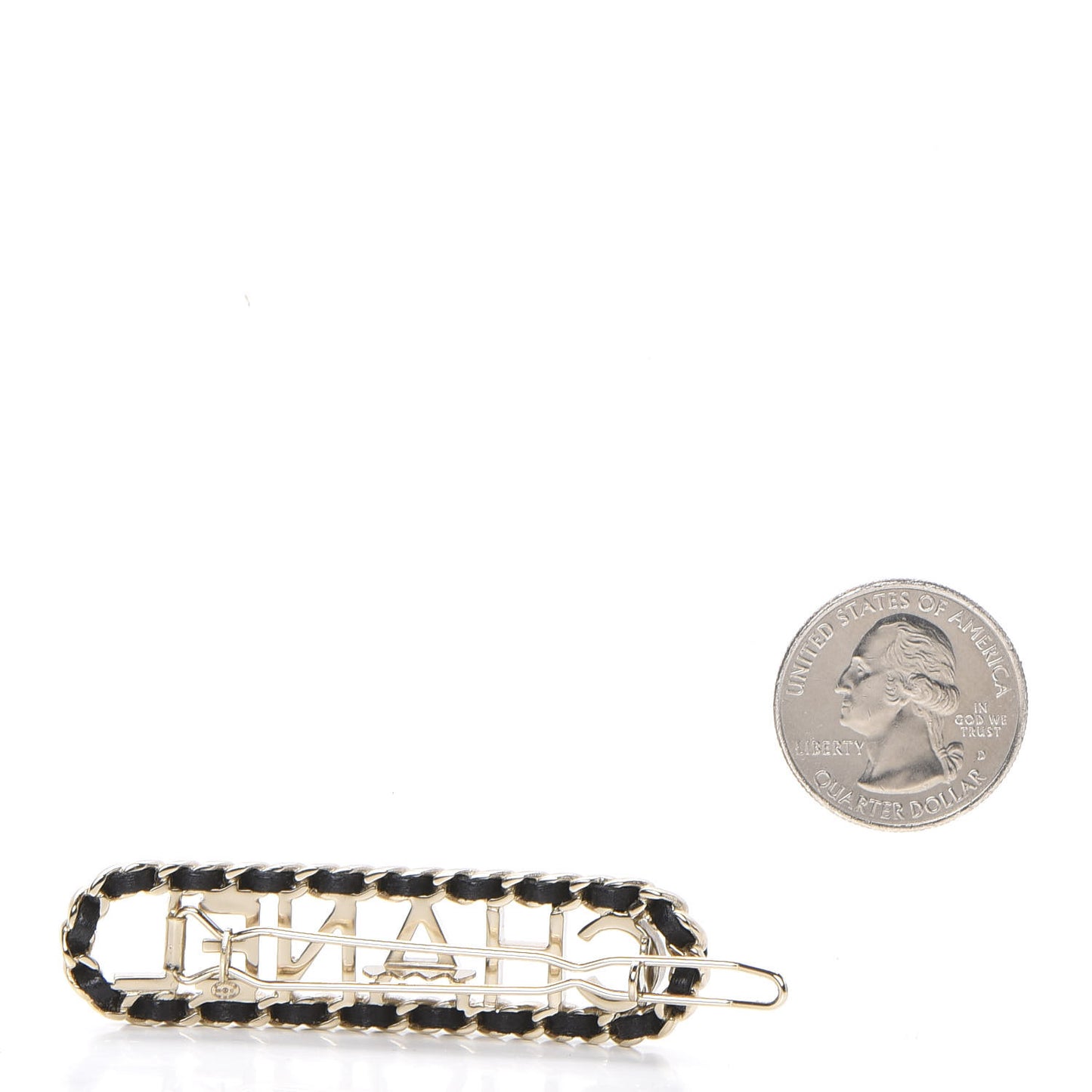 Metal Lambskin Vintage Allure Logo Hair Clip Black Gold