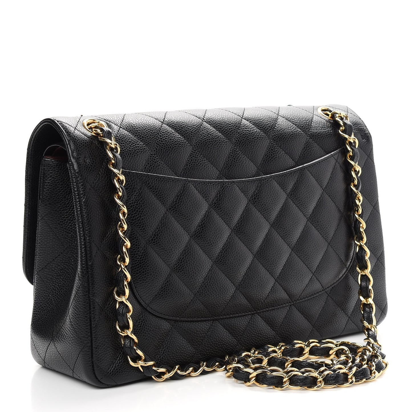 Caviar Quilted Jumbo Double Flap Black