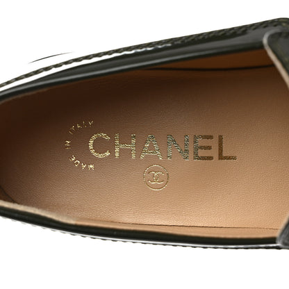 Chanel Shiny Calfskin Logo Loafers 38.5 Green 8 of 9