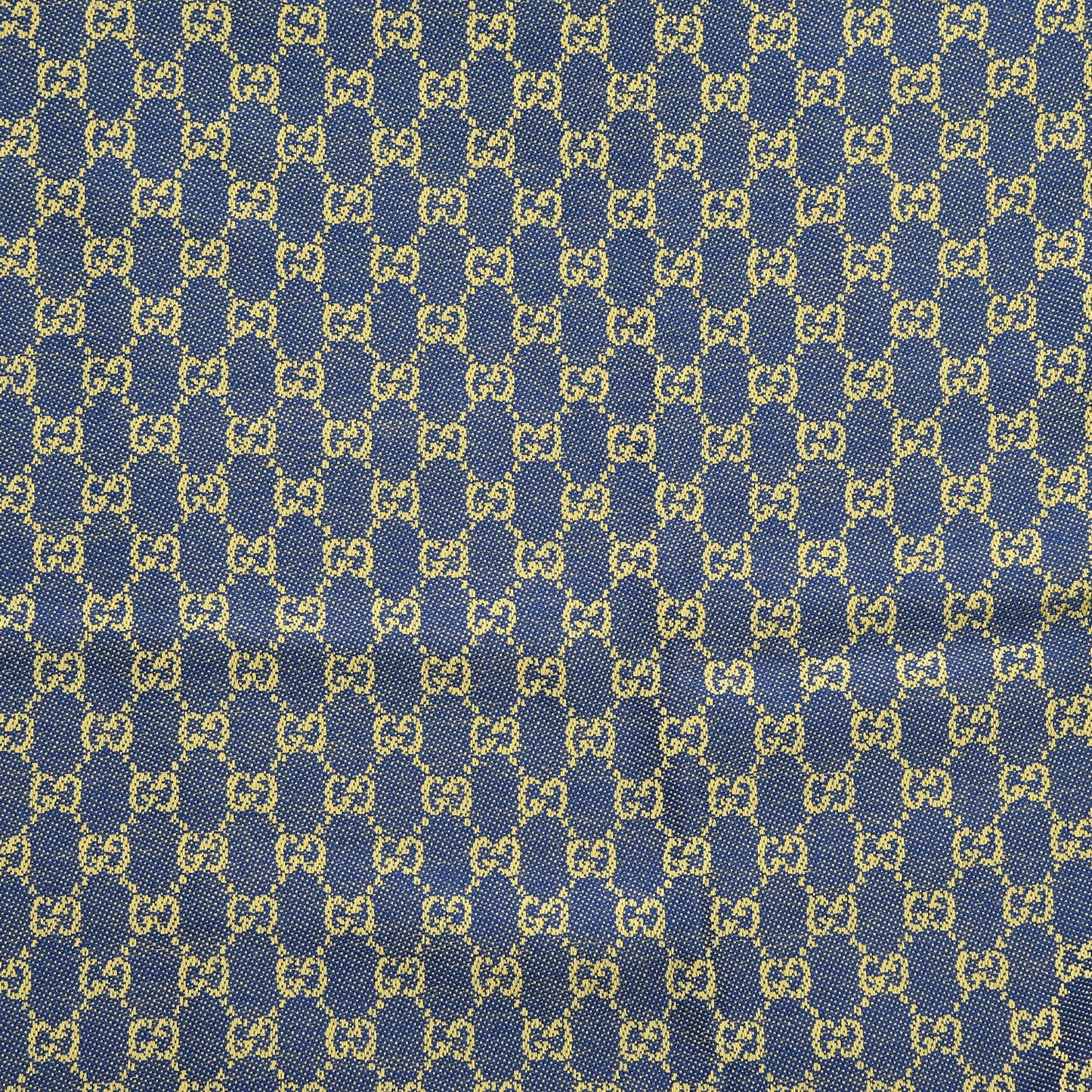 Wool Monogram Fringe Scarf Navy Yellow