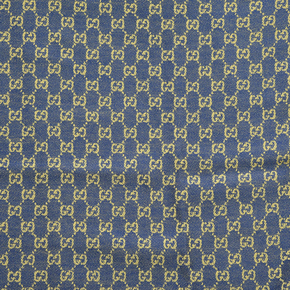 Gucci Wool Monogram Fringe Scarf Navy Yellow 4 of 5