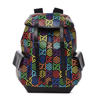 Gucci GG Supreme Monogram Psychedelic Medium Double Buckle Backpack Black Multicolor 1 of 9
