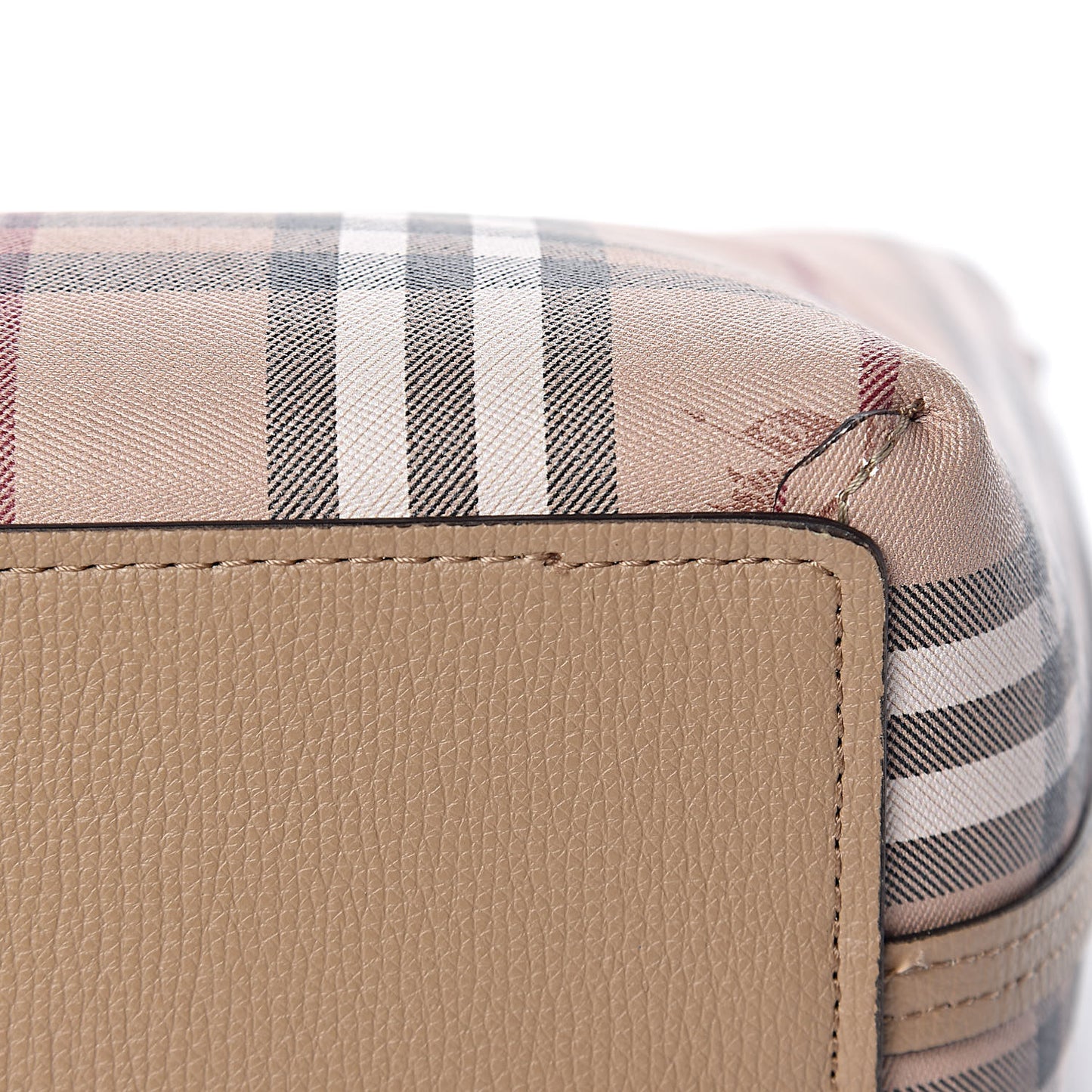 Grainy Calfskin Haymarket Check Medium Reversible Tote Camel