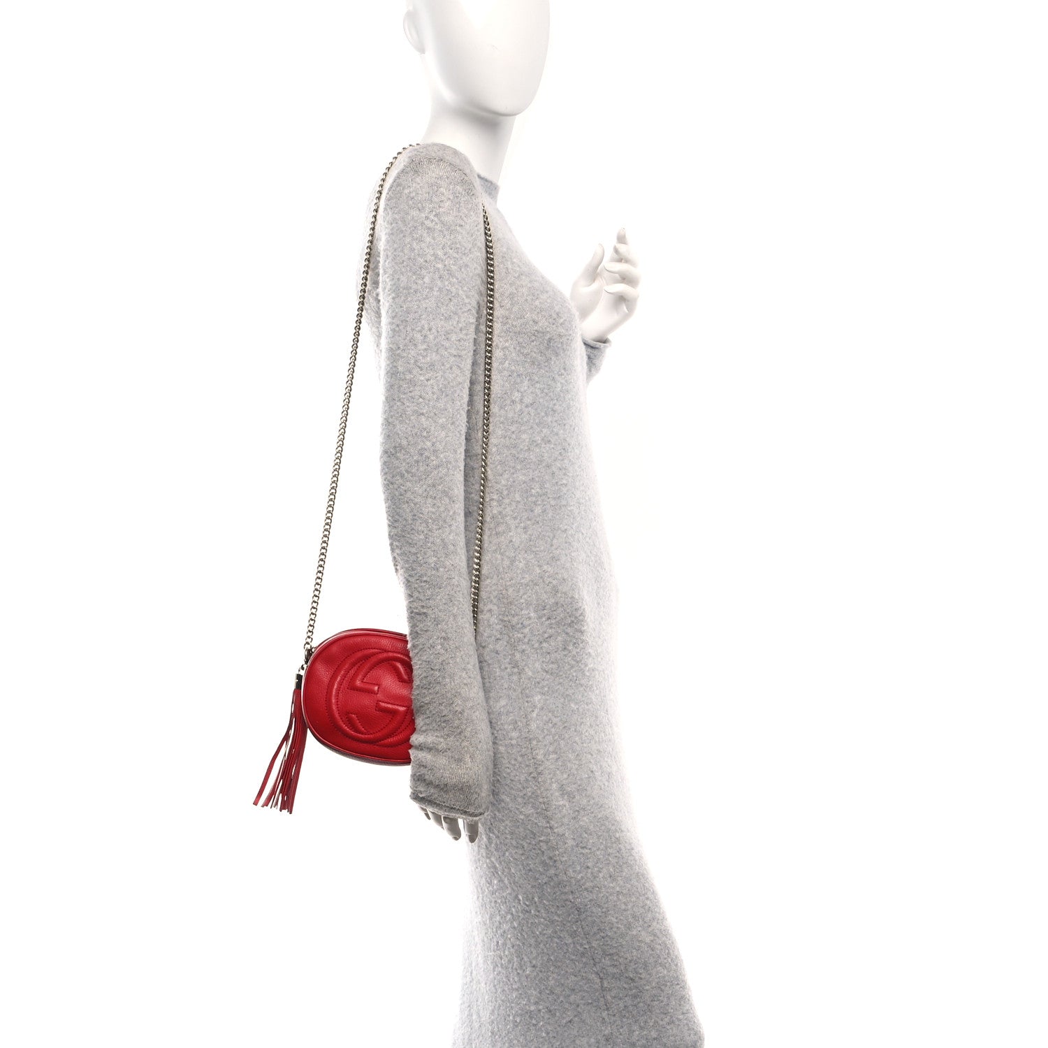 Gucci Pebbled Calfskin Mini Soho Chain Bag Tabasco Red 2 of 12