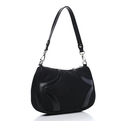 Prada Tessuto Nylon Soft Calfskin Shoulder Bag Black 3 of 9
