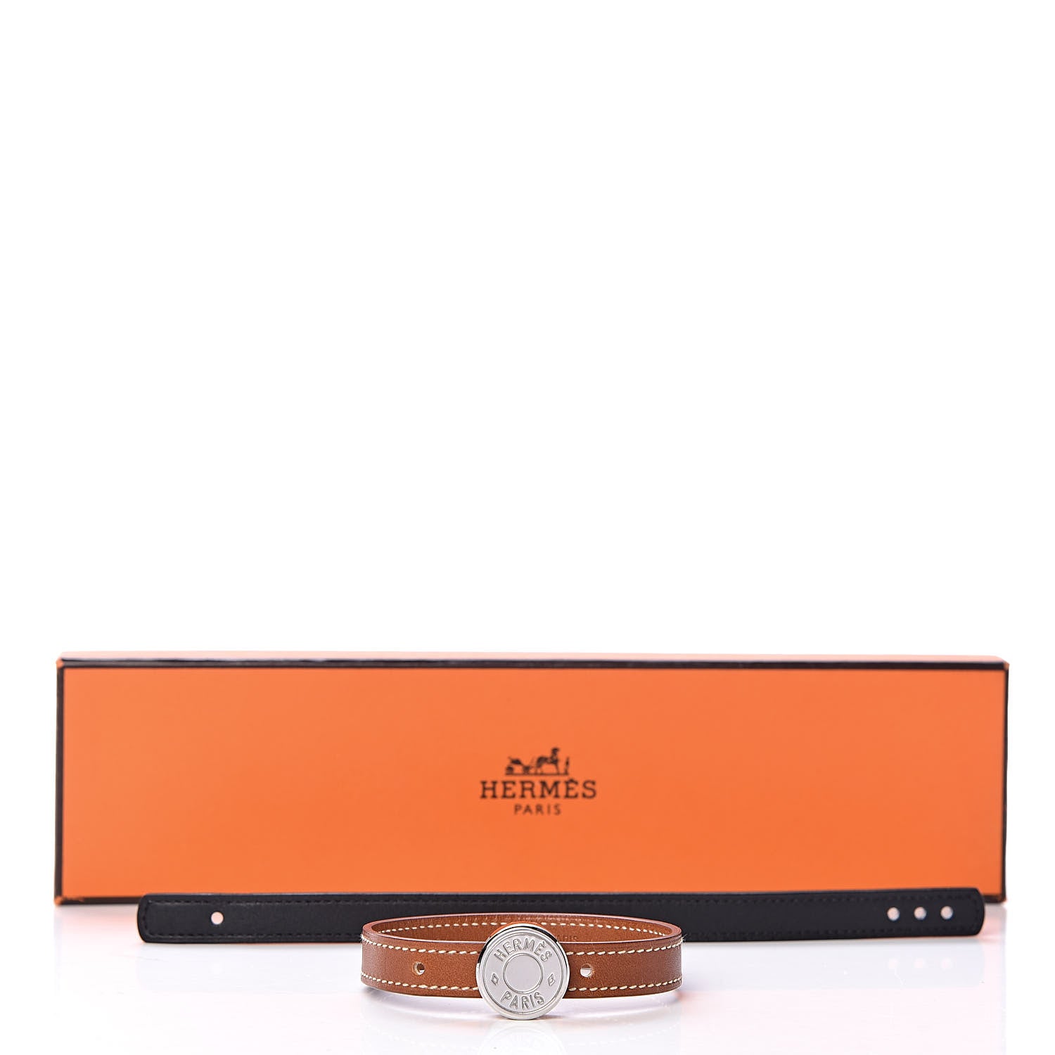 Hermes Tadelakt Chamonix Looping Interchangeable Bracelet M Gold Black 6 of 6