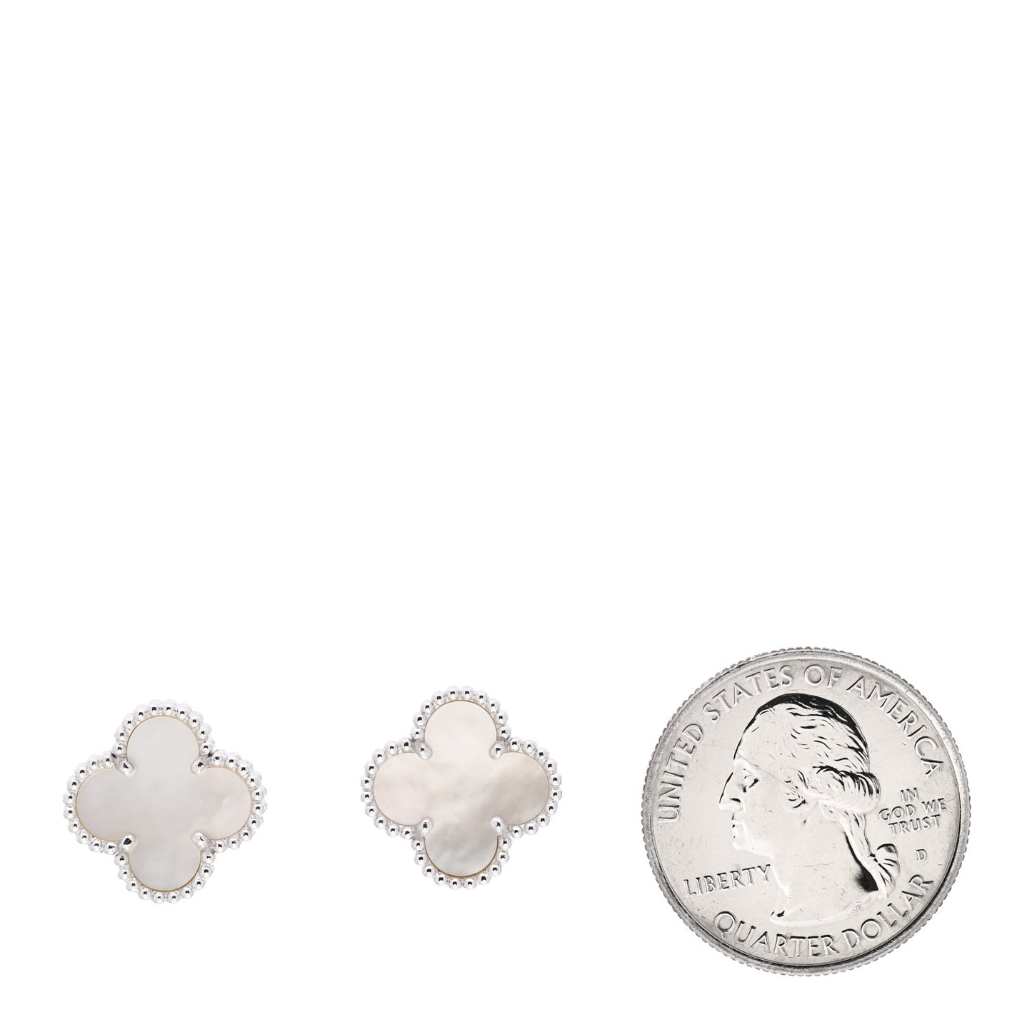 18K White Gold Mother of Pearl Vintage Alhambra Earrings