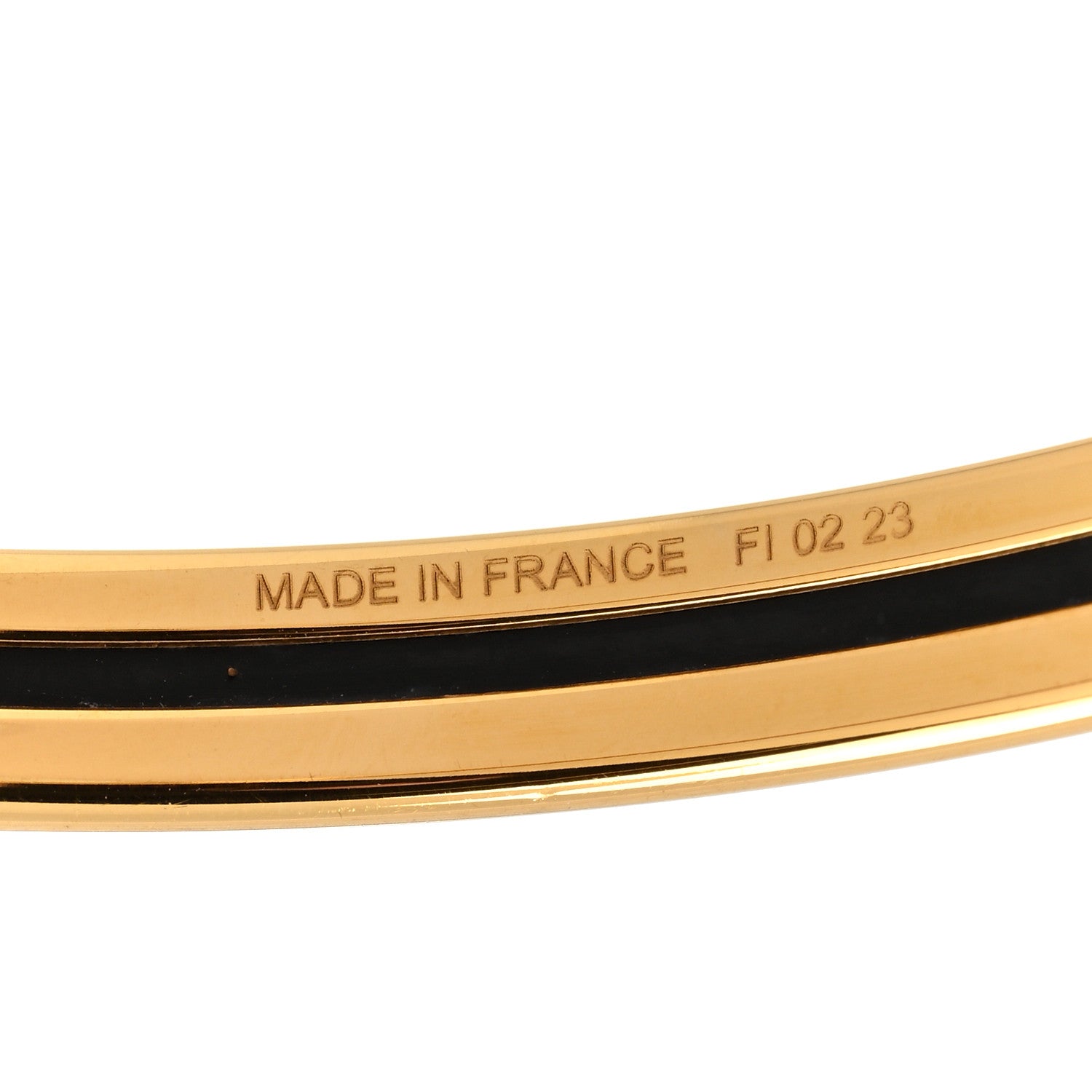 Hermes Printed Enamel Extra Narrow OP'H Bracelet 62 Jaune D'Or White 5 of 6