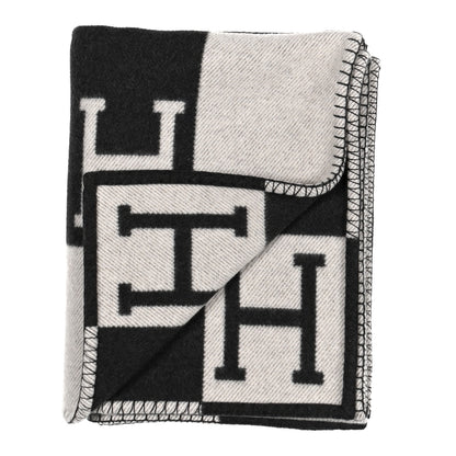 Hermes Wool Cashmere Avalon Blanket Ecru Gris Fonce 2 of 3