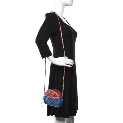 Gucci Laminated Nappa Trapuntata Mini Zumi Dome Shoulder Bag Rosso Marine Argento 2 of 13
