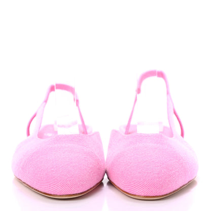 Chanel Denim Cap Toe CC Slingback Flat 38.5 Neon Pink 3 of 7