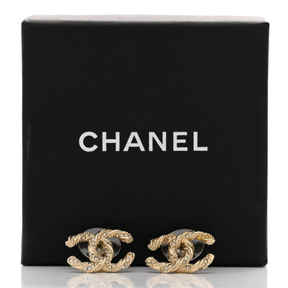Chanel Crystal Twisted CC Earrings Gold 6 of 6
