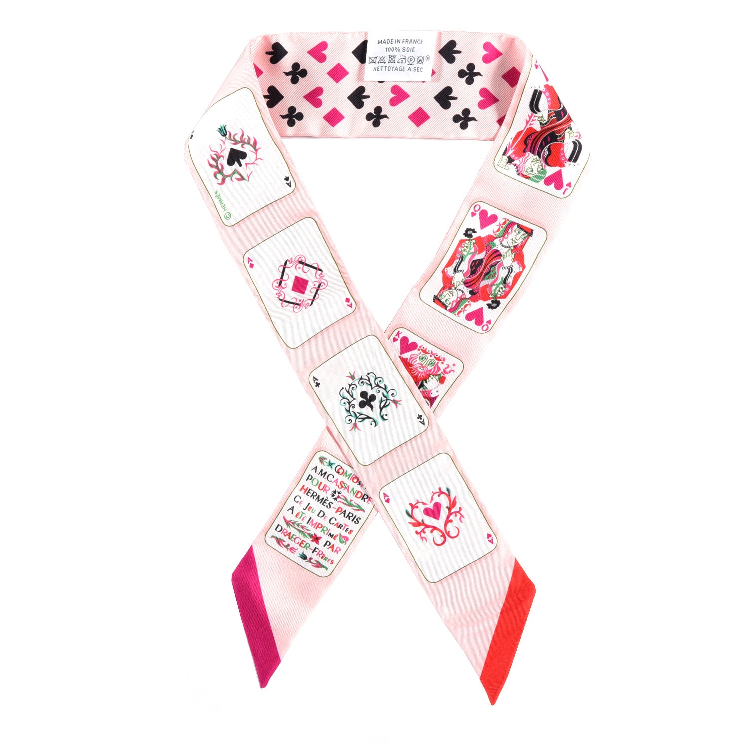 Hermes Silk Jeu de Cartes Twilly Rose Nacre Fuchsia Rouge 1 of 4