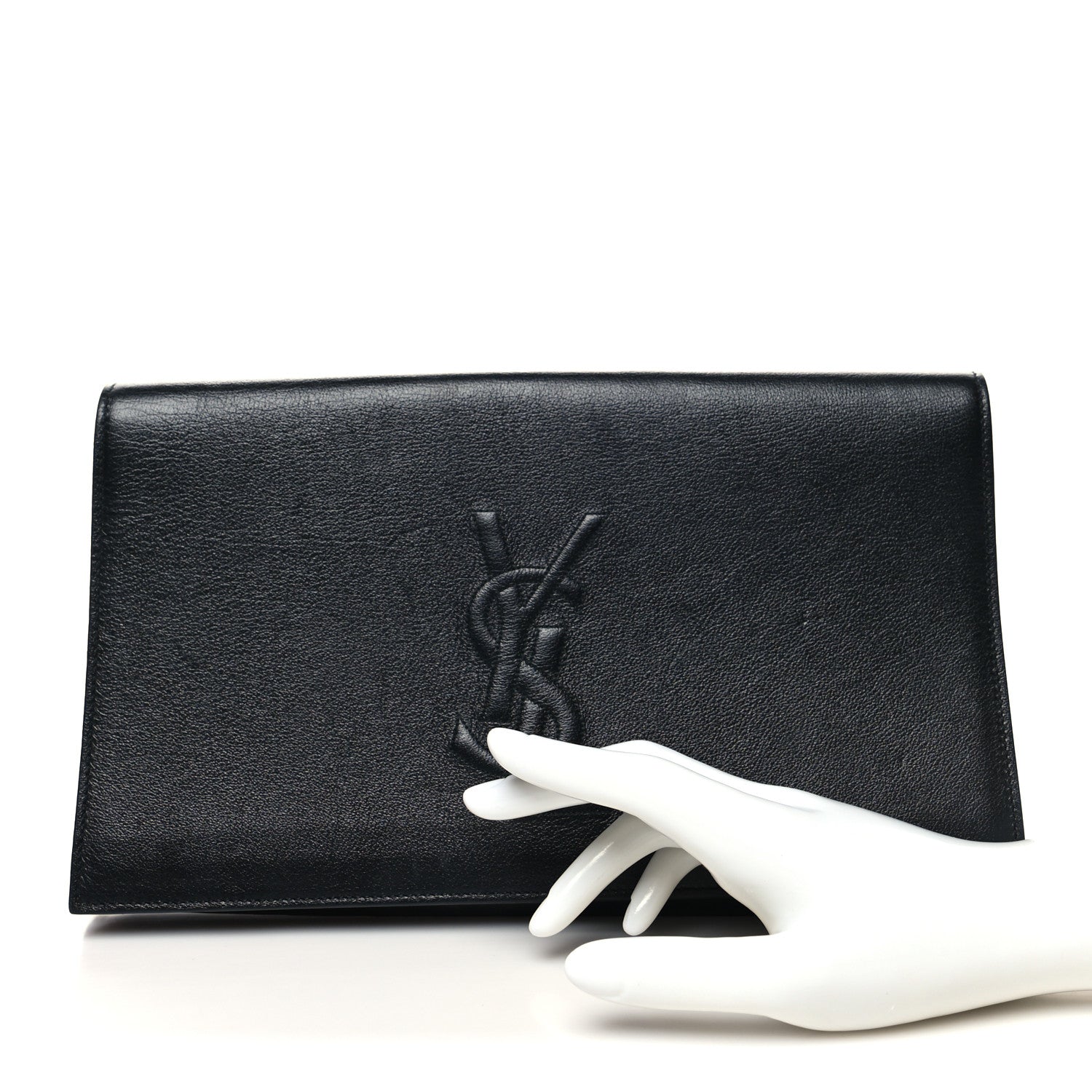 Saint Laurent Calfskin Monogram Large Belle De Jour Clutch Black 2 of 12