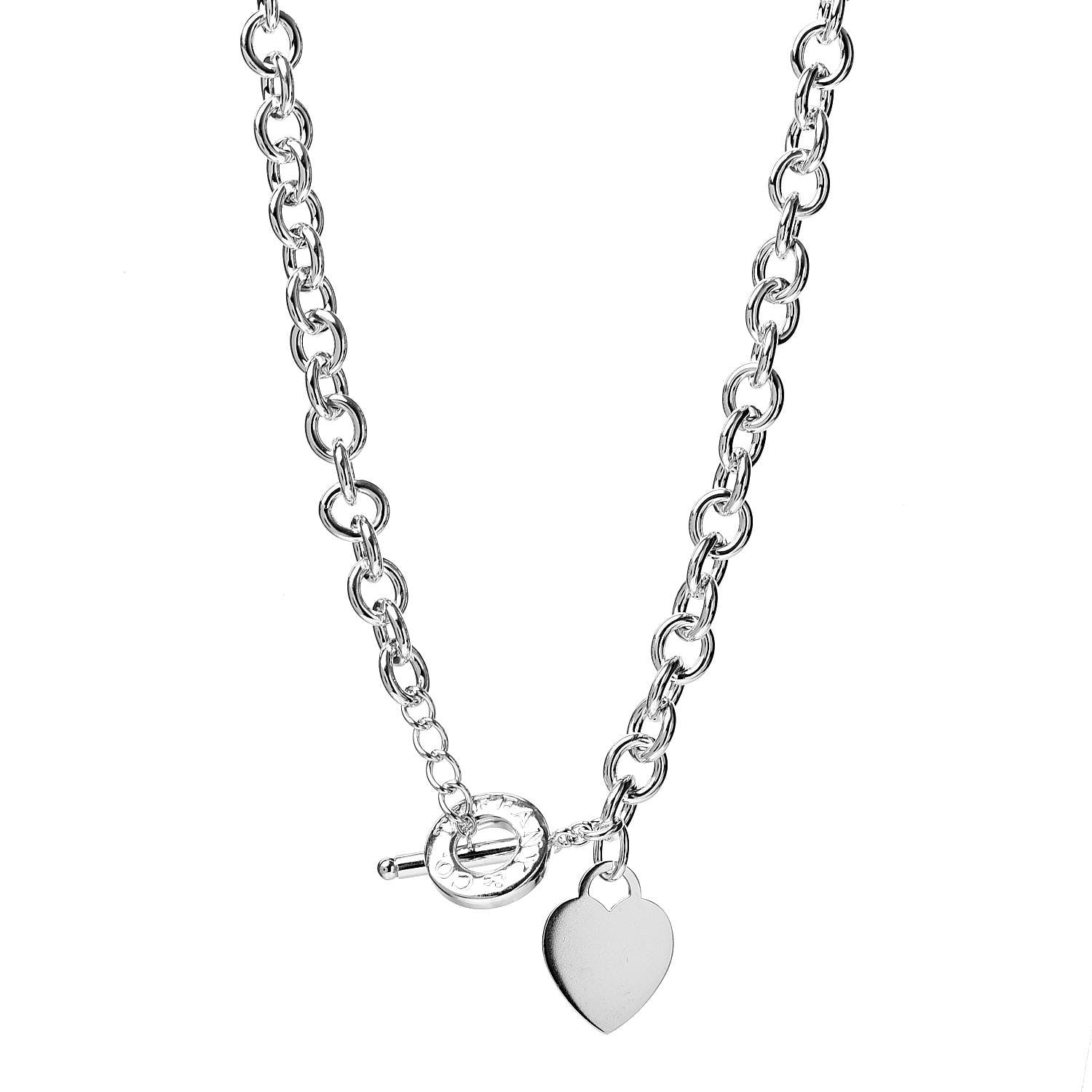 Tiffany Sterling Silver Heart Tag Toggle Necklace 1 of 5